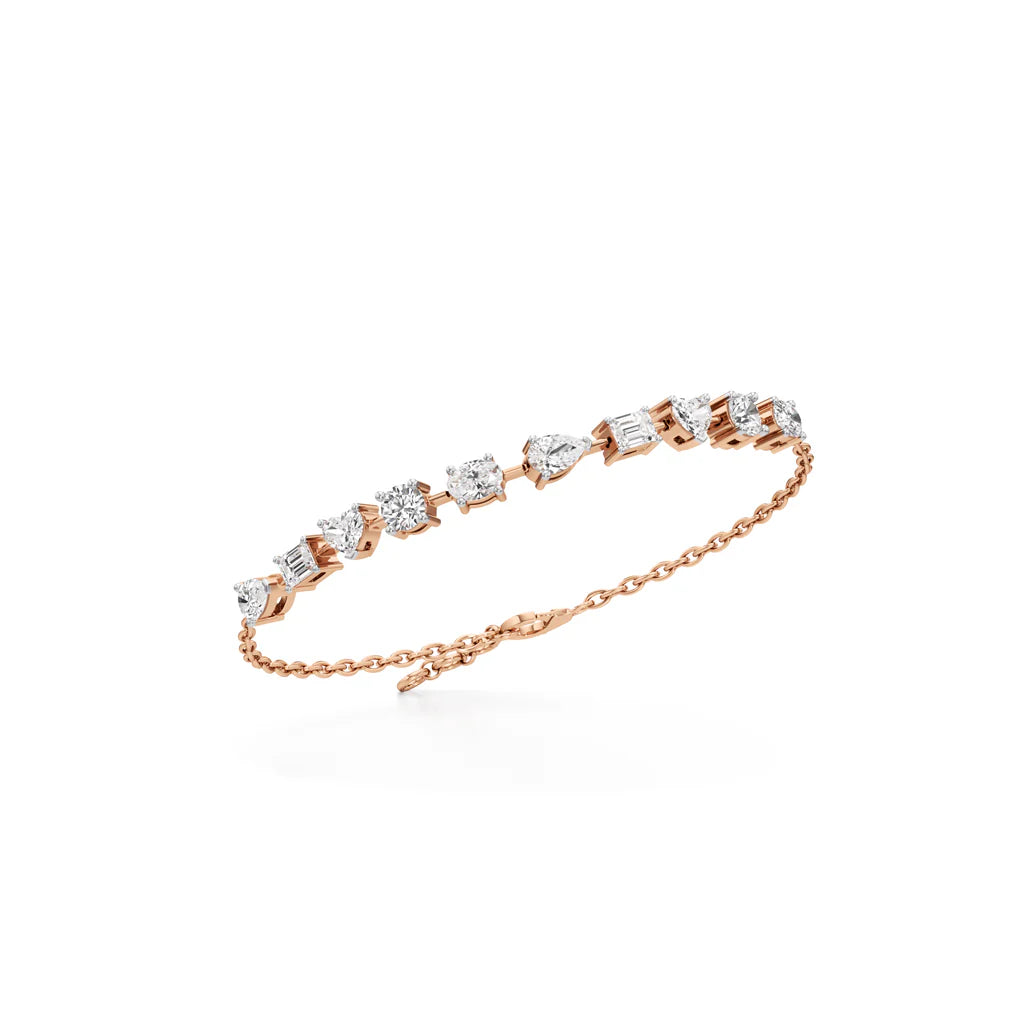 2.5Ct Round Shape Gold Chain Bracelet