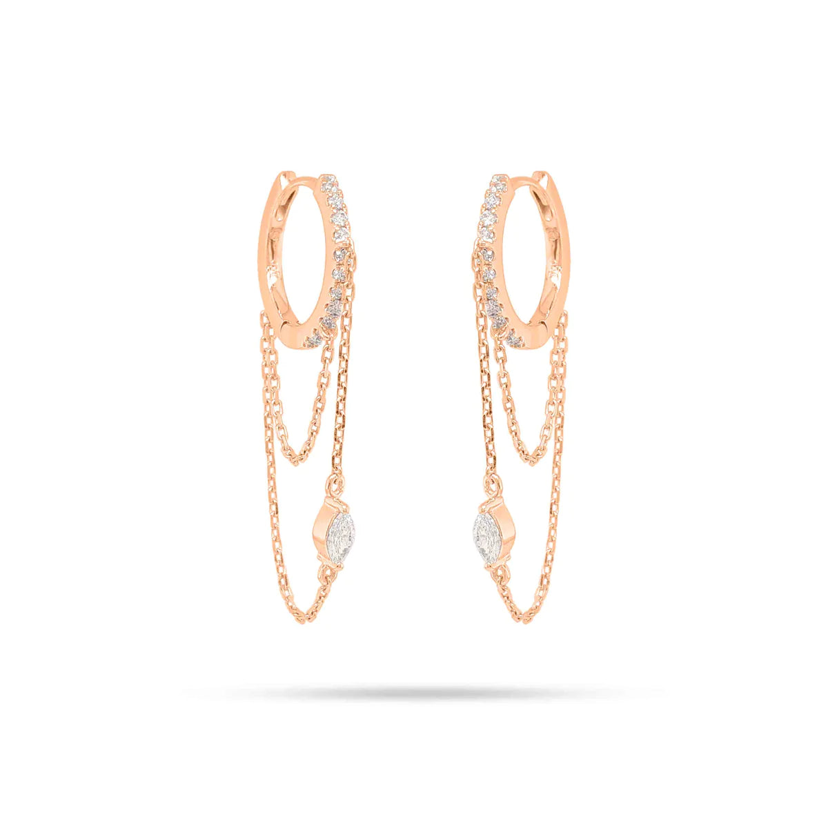 Marquise chain Huggies Earrings 