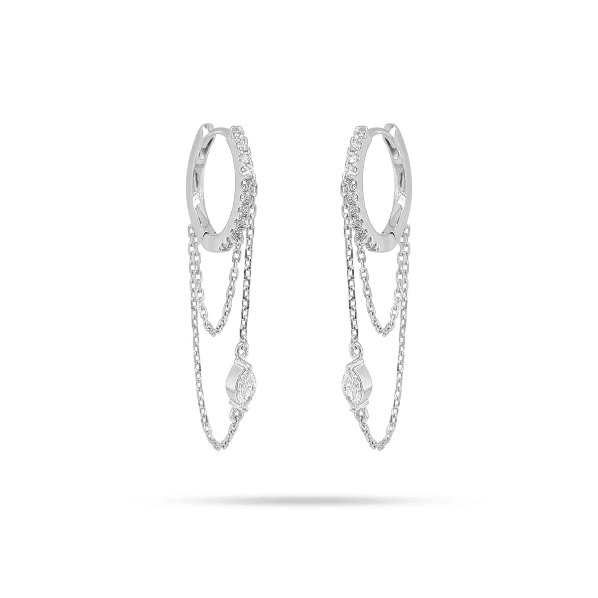 Marquise chain Huggies Earrings 