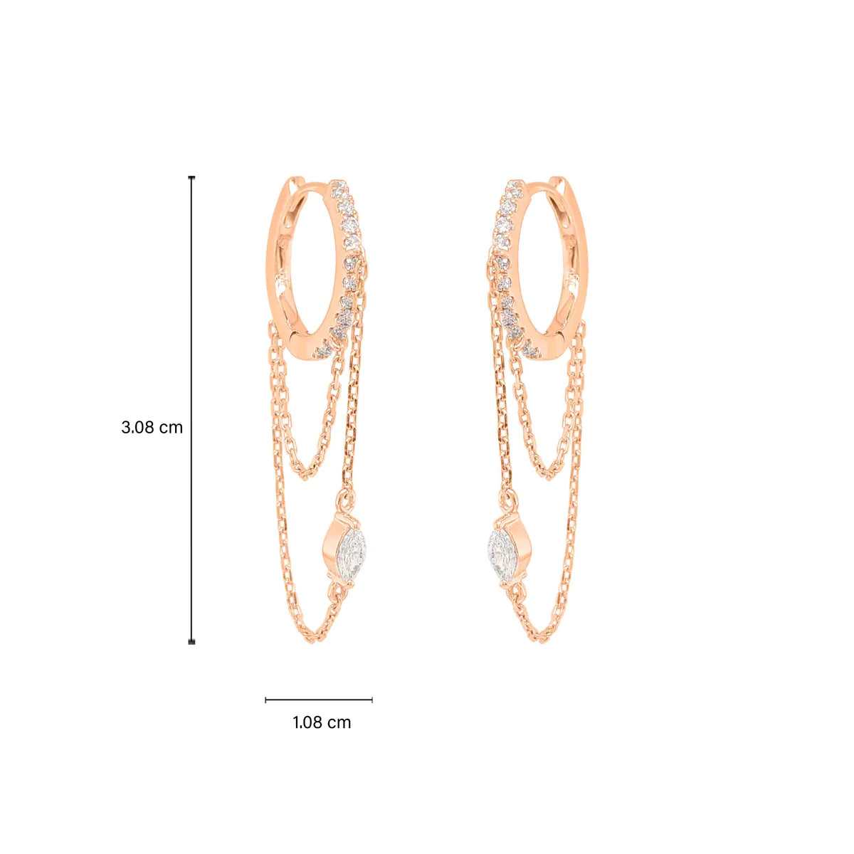 Marquise chain Huggies Earrings 