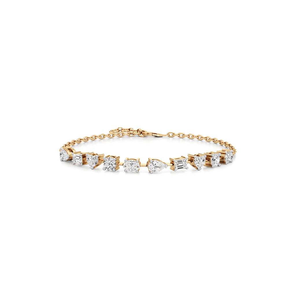 2.5Ct Round Shape Gold Chain Bracelet