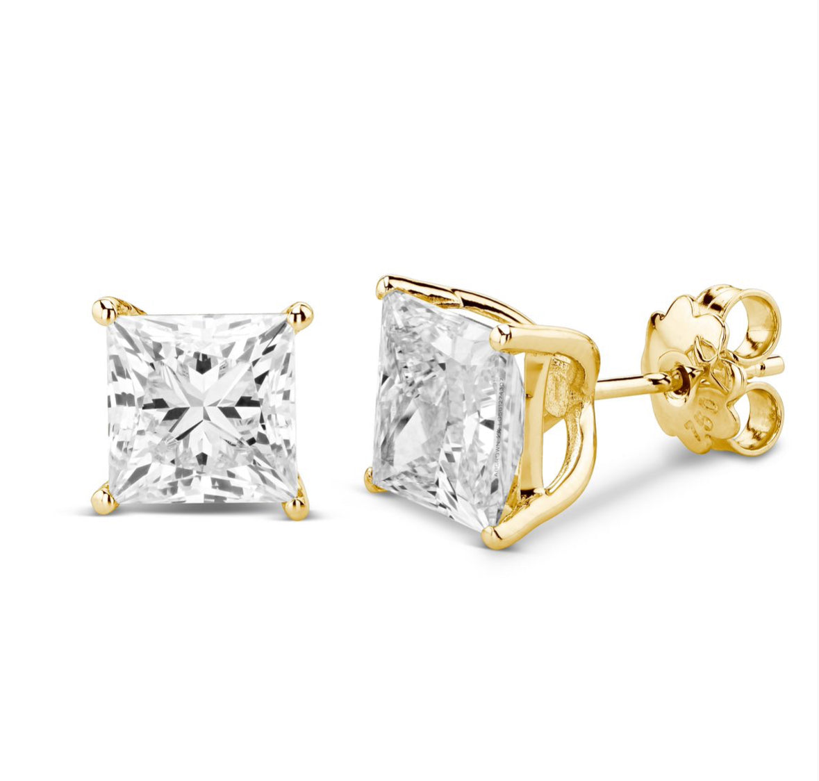 Solitaire Prinsess cut earrings