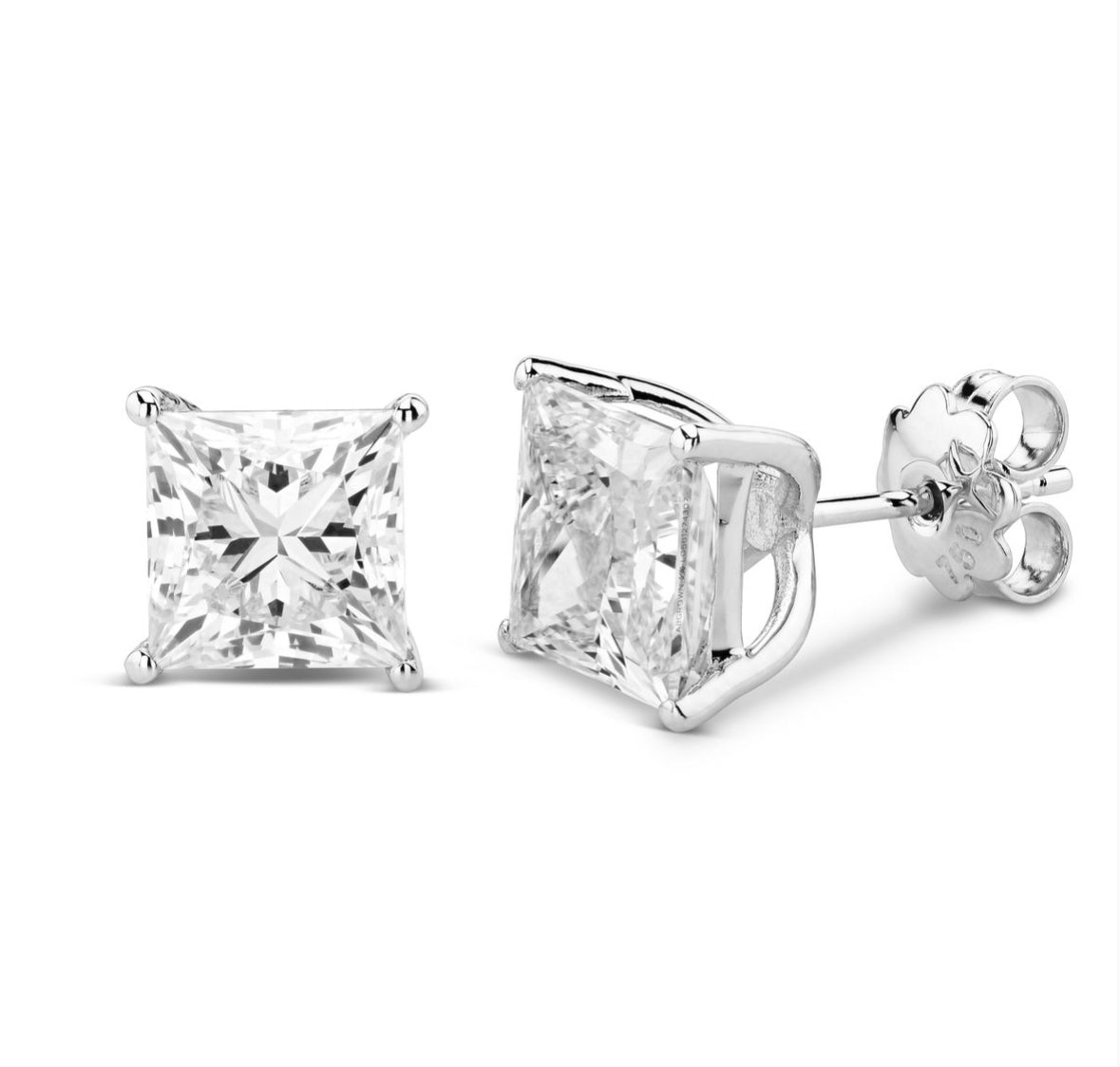 Solitaire Prinsess cut earrings