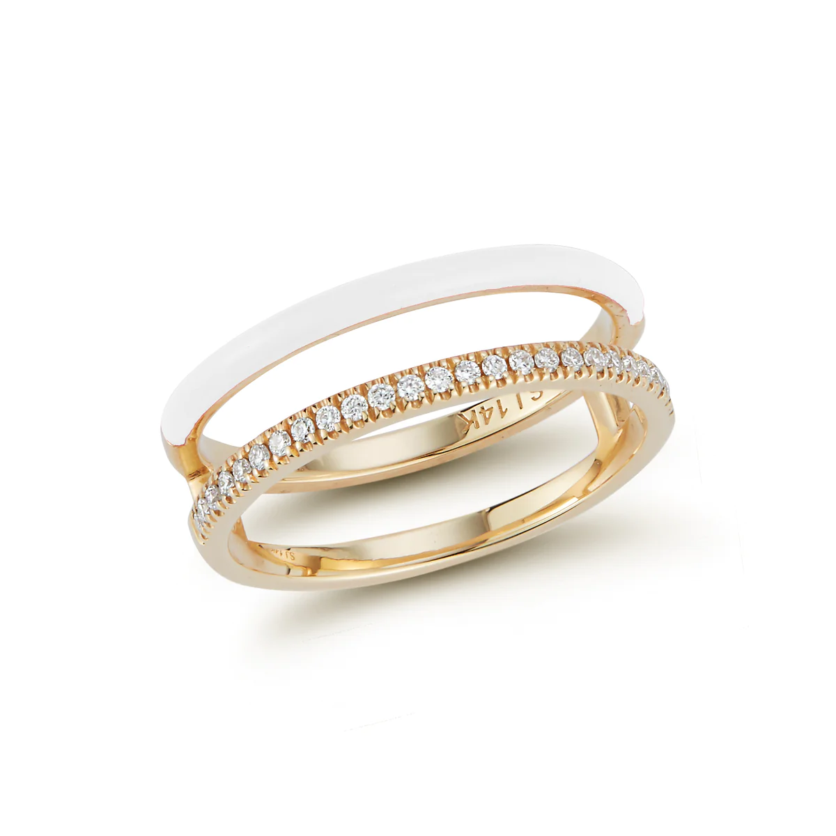 Enamel And Diamond Double Bar Ring