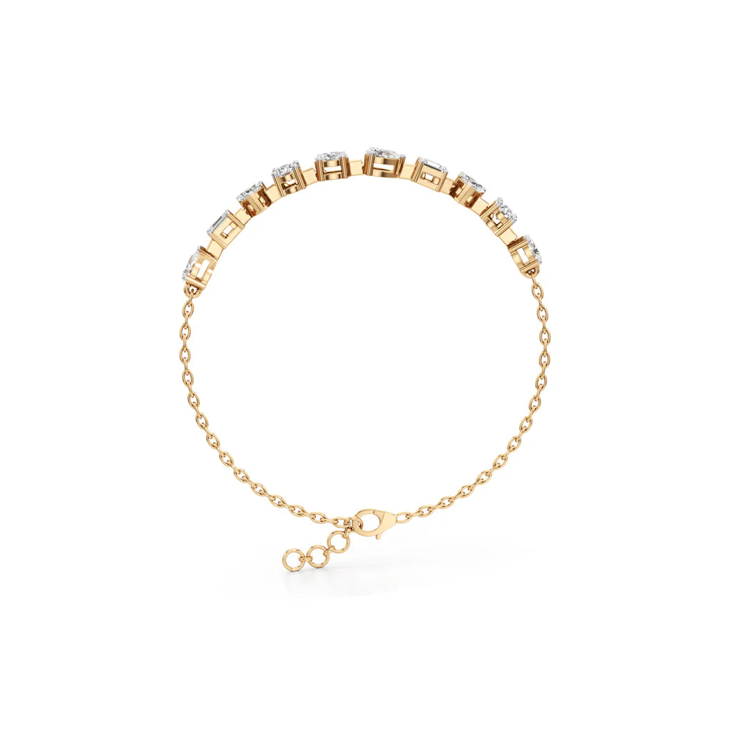 2.5Ct Round Shape Gold Chain Bracelet