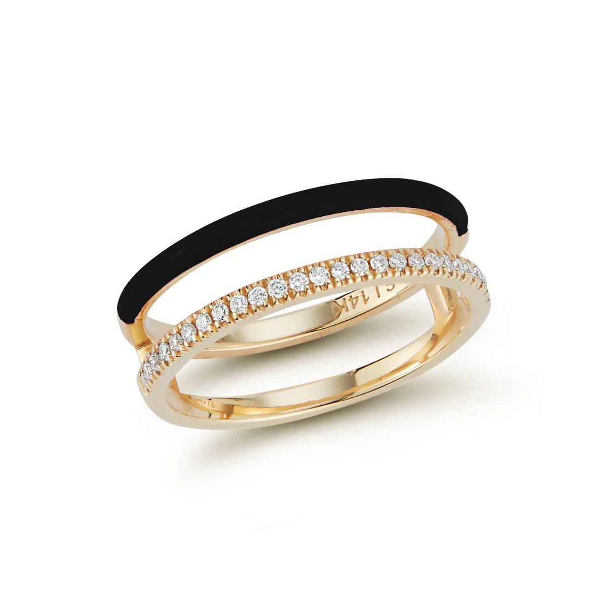 Enamel And Diamond Double Bar Ring