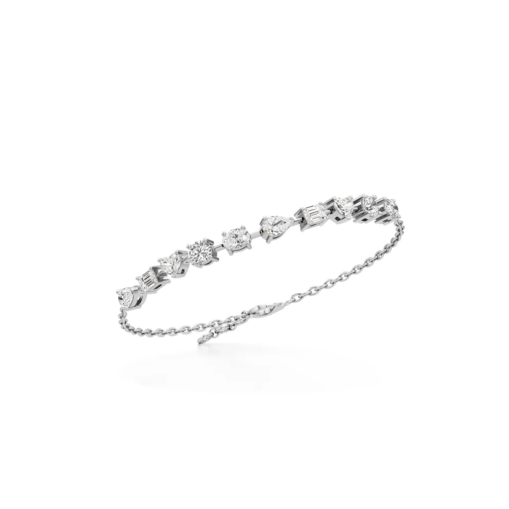 2.5Ct Round Shape Gold Chain Bracelet