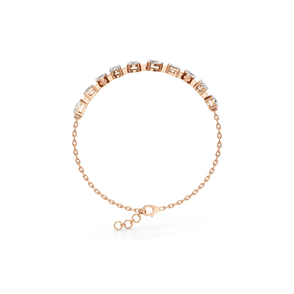 2.5Ct Round Shape Gold Chain Bracelet