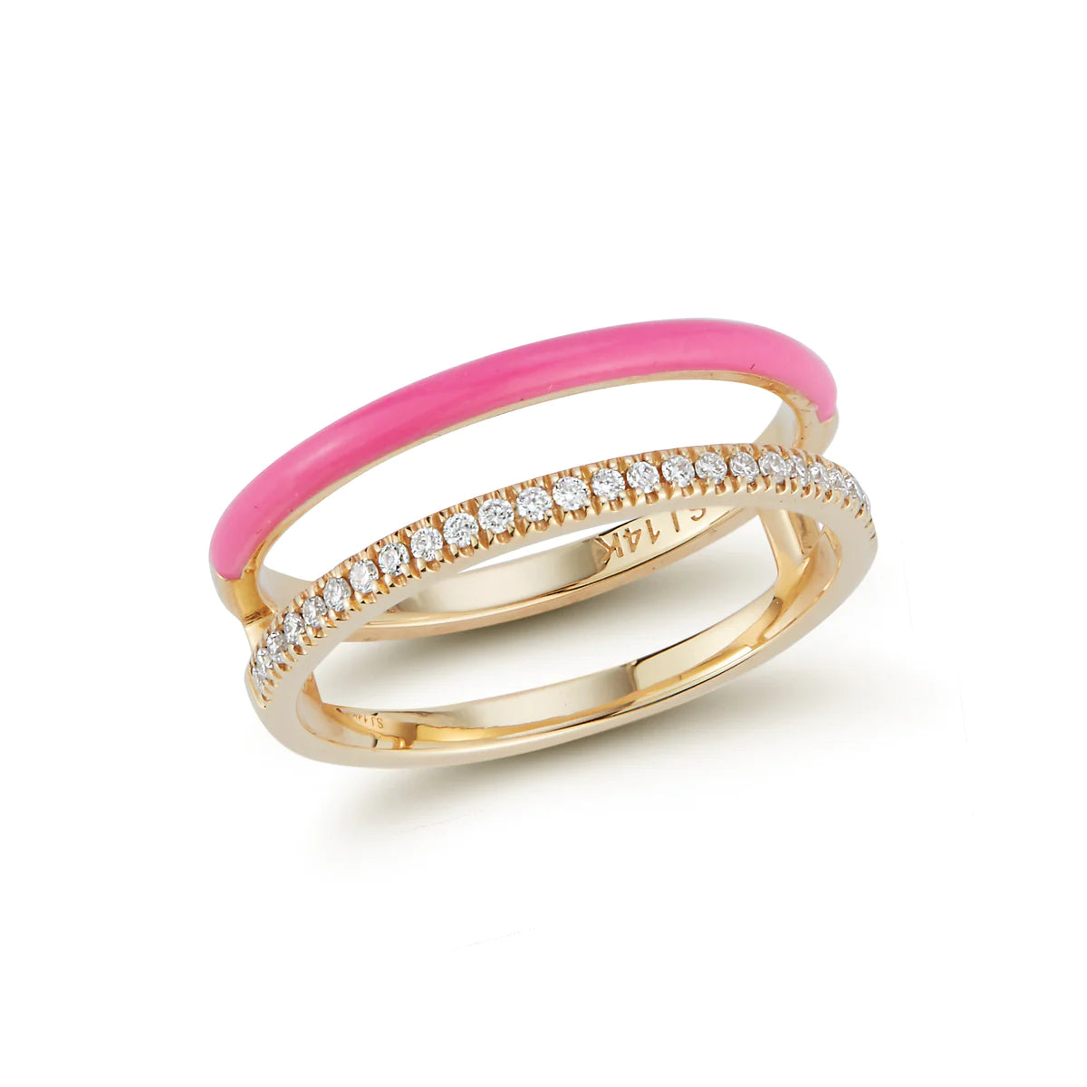 Enamel And Diamond Double Bar Ring