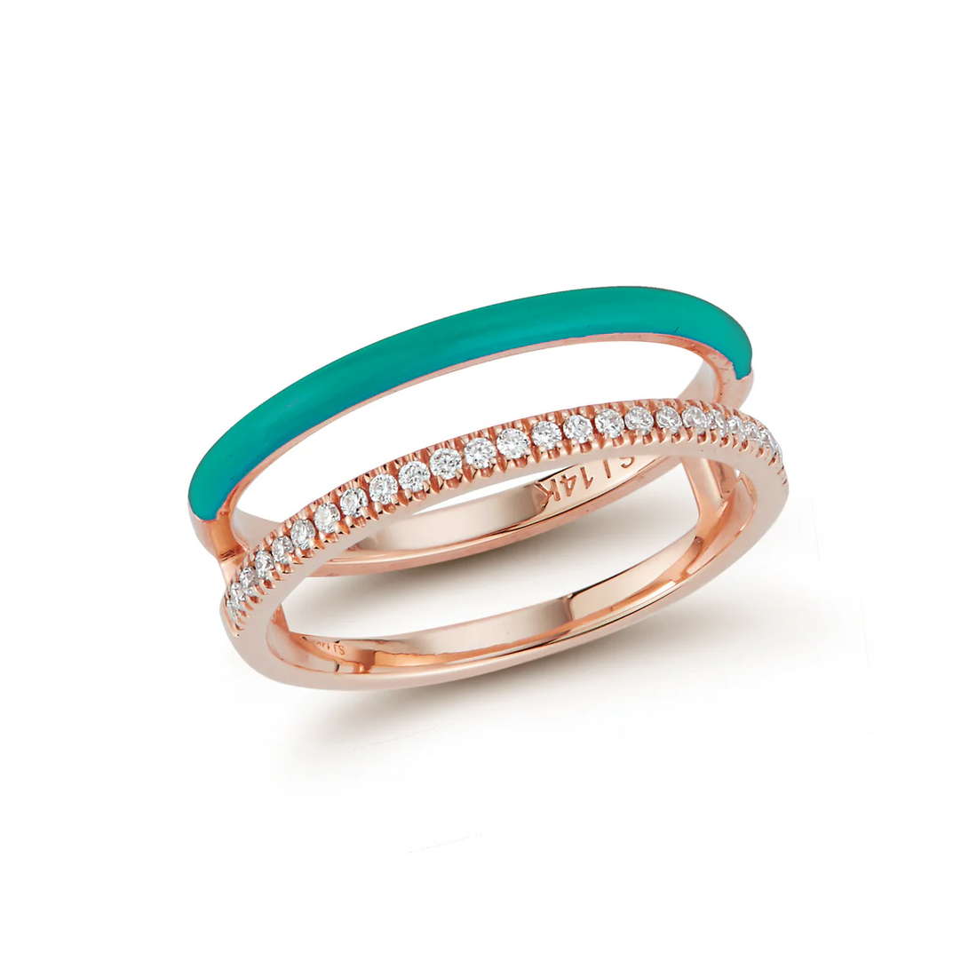 Enamel And Diamond Double Bar Ring