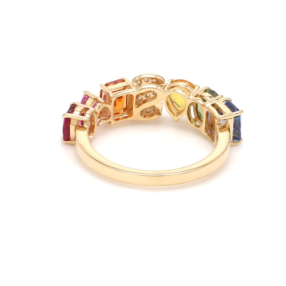 Rainbow Sapphire Initial Ring 