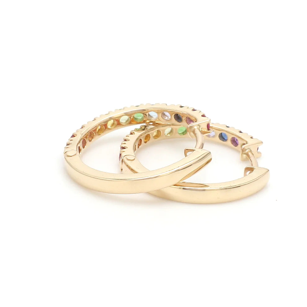 Rainbow Gemstone Mini Hoops