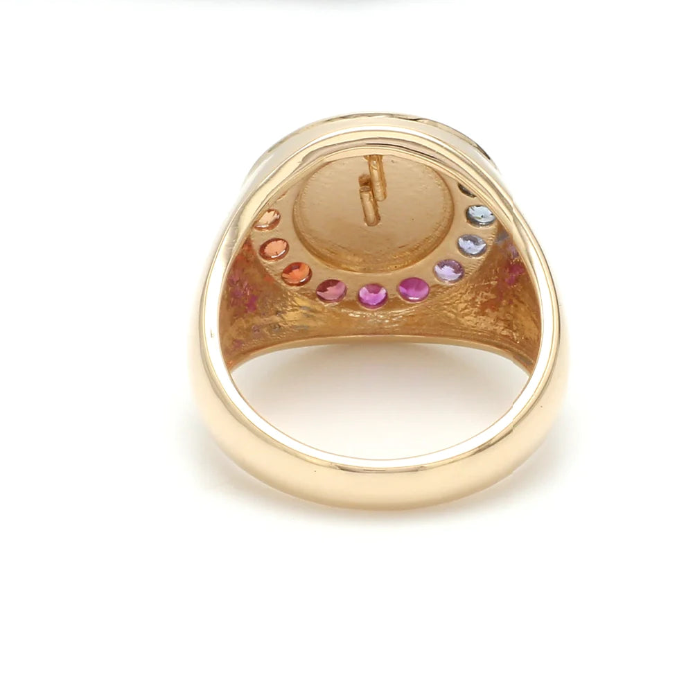 Personalized Rainbow Sapphire Letter Signet Ring