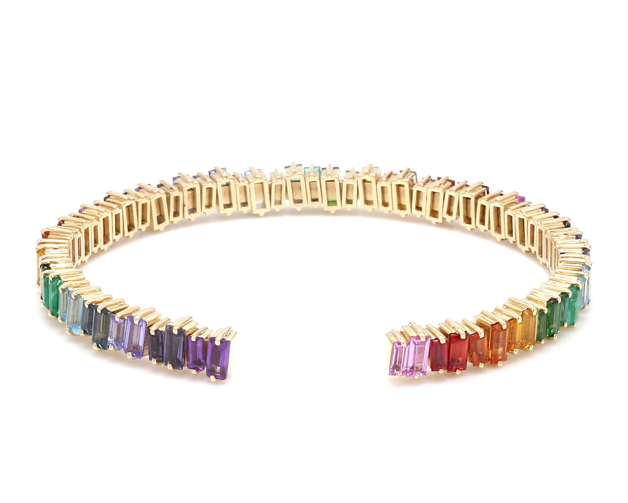 Rainbow Gemstone Baguette Cuff