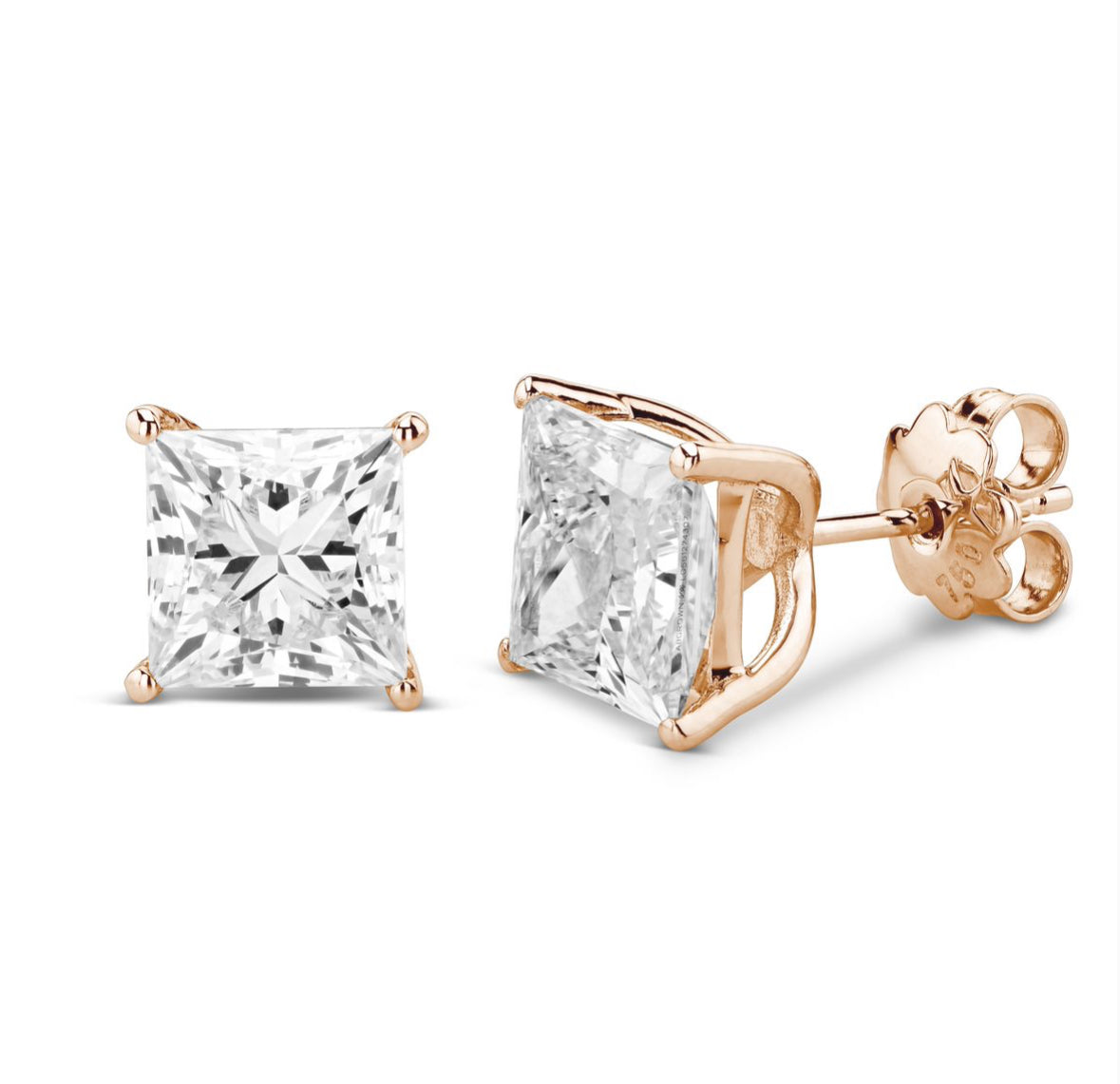 Solitaire Prinsess cut earrings