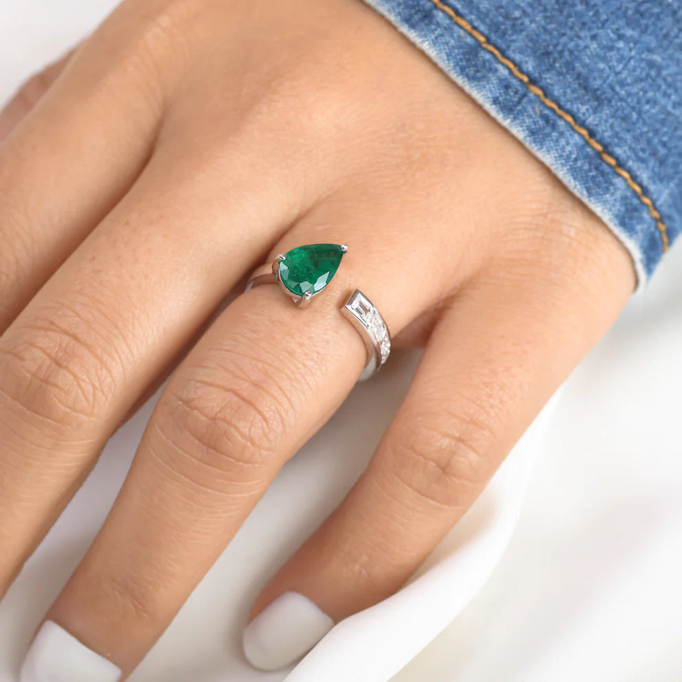 Emerald Pear Cut Ring