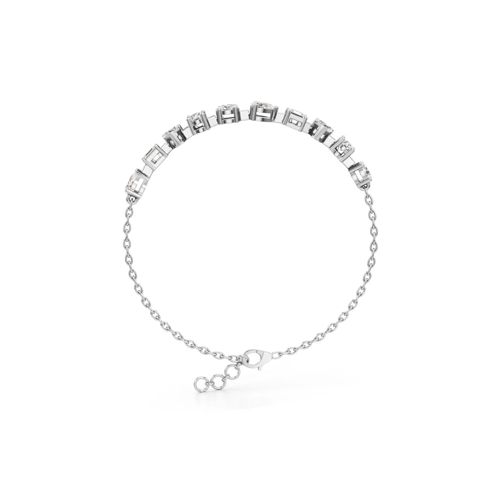 2.5Ct Round Shape Gold Chain Bracelet