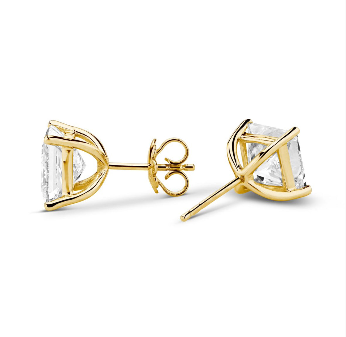 Solitaire Prinsess cut earrings