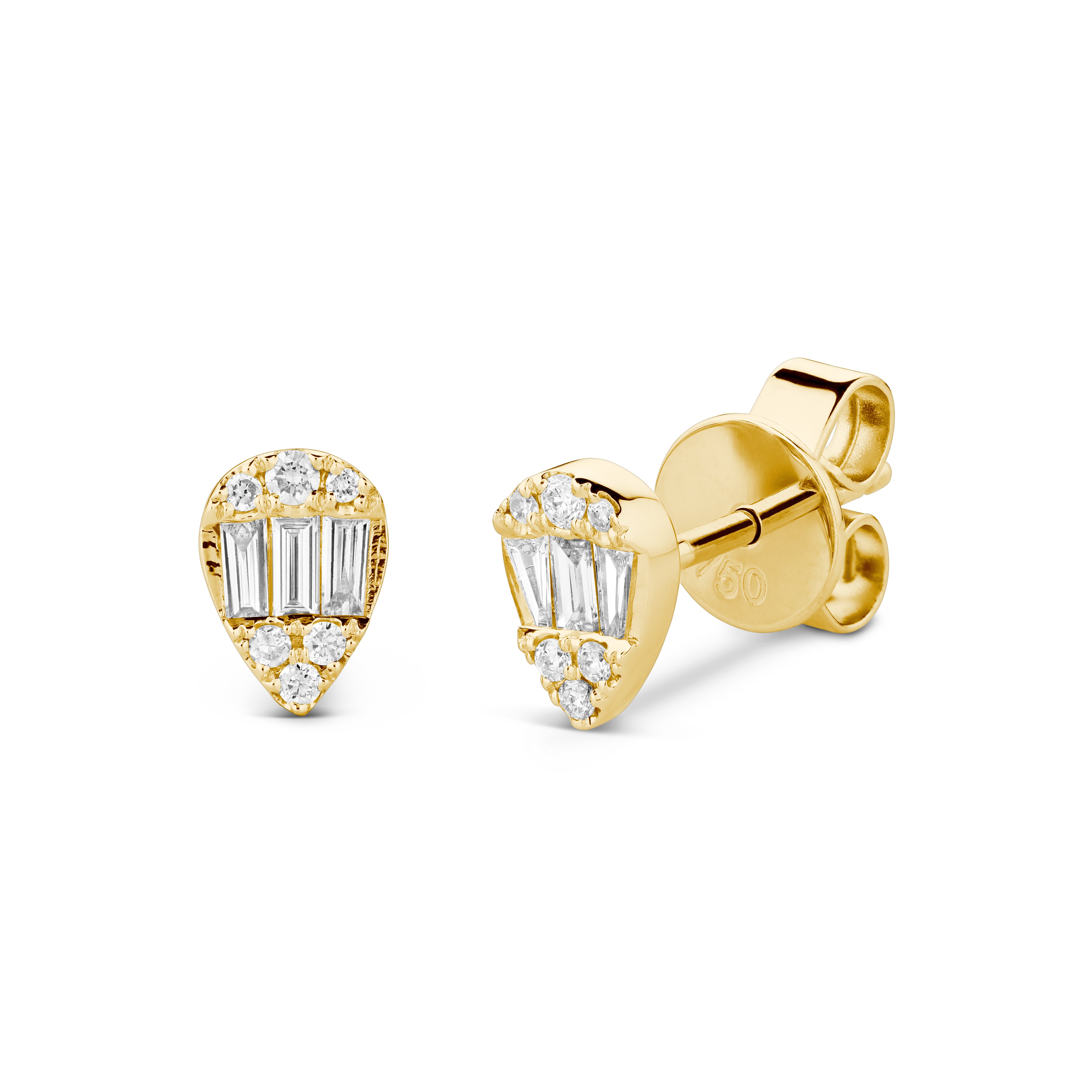 Baguette Round Diamond Earrings