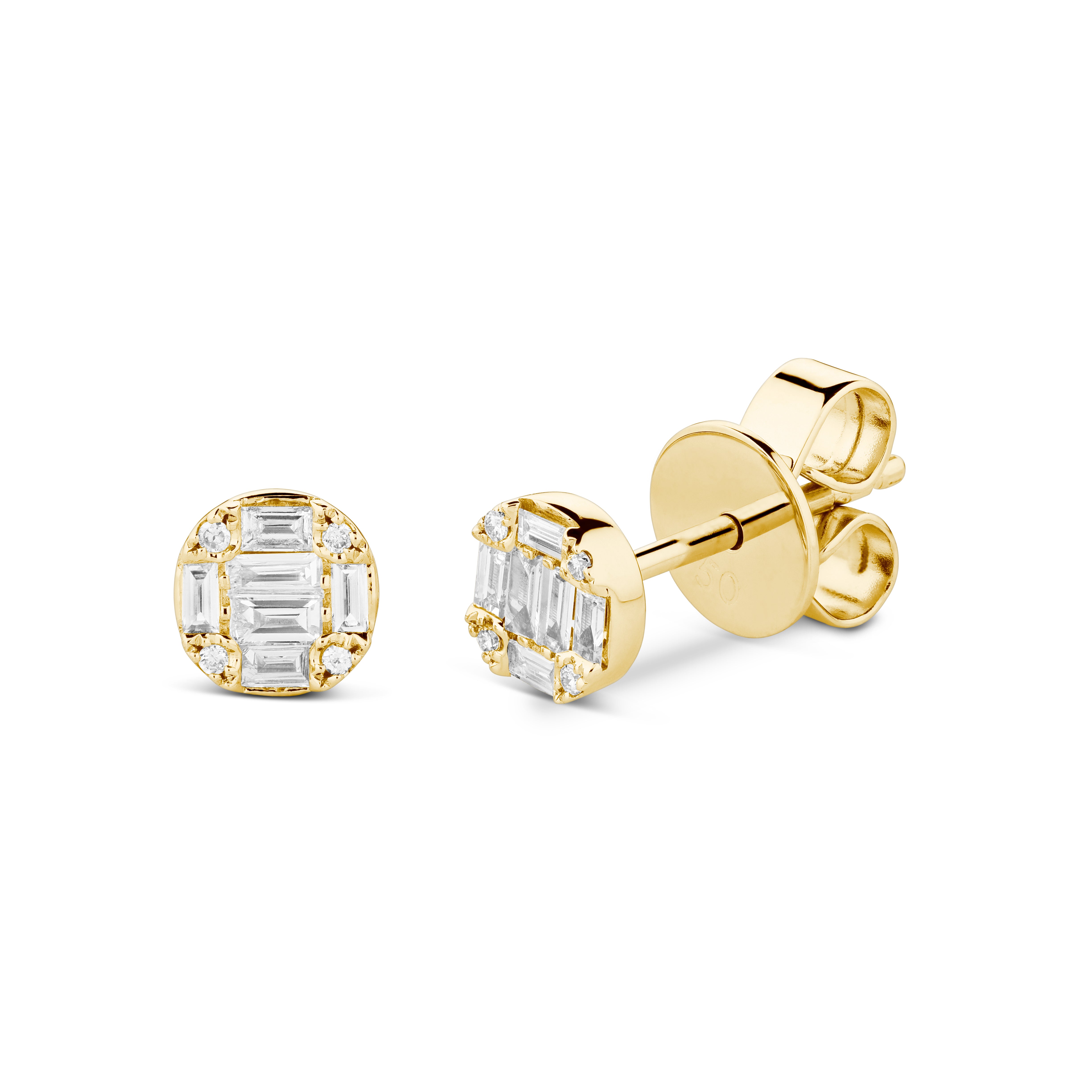 Round Baguette Studs