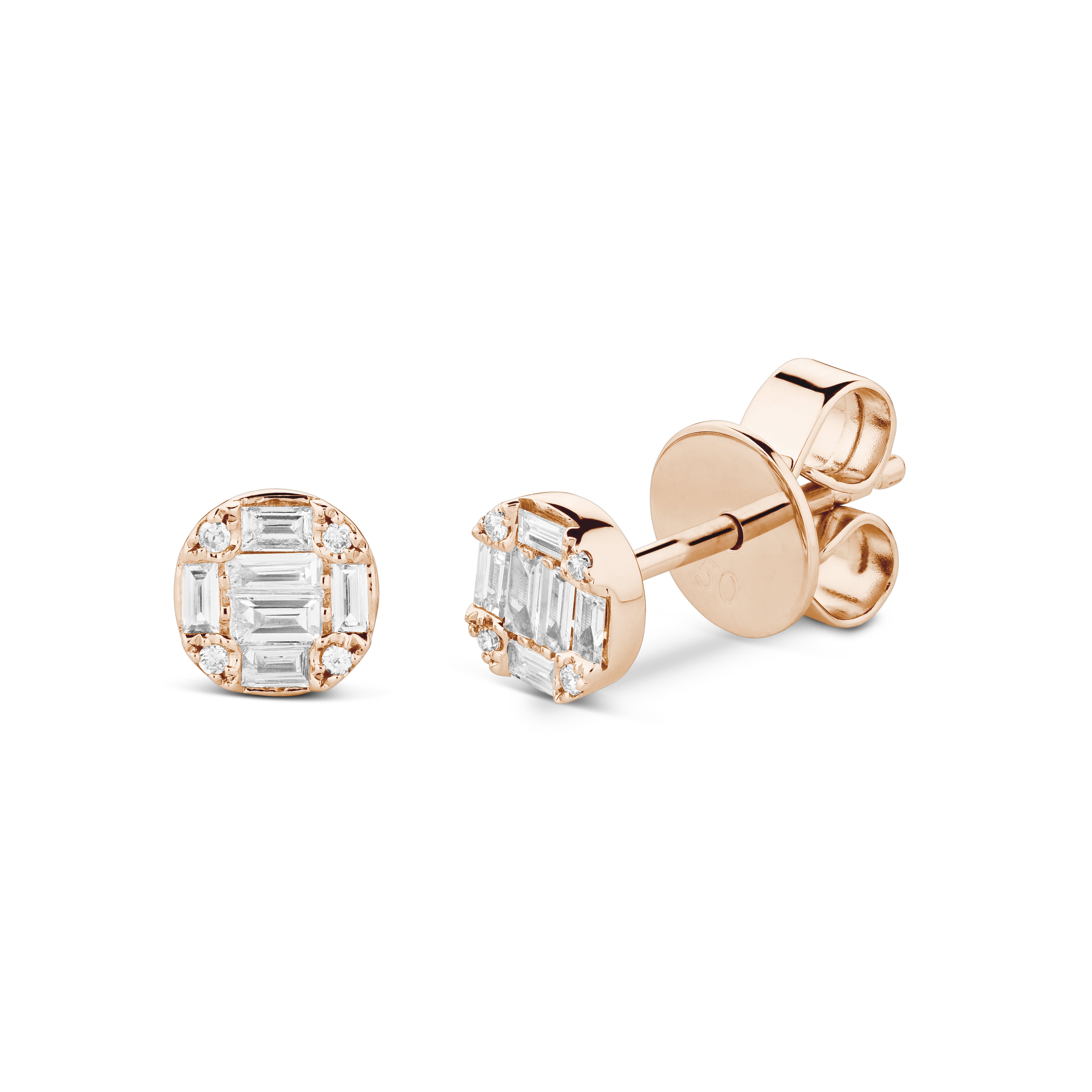 Round Baguette Studs