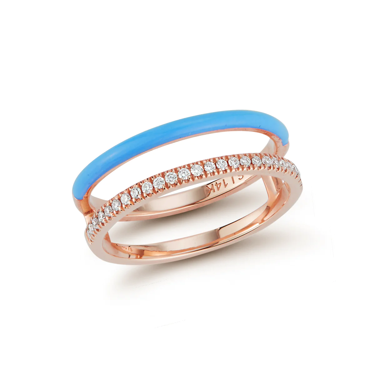 Enamel And Diamond Double Bar Ring