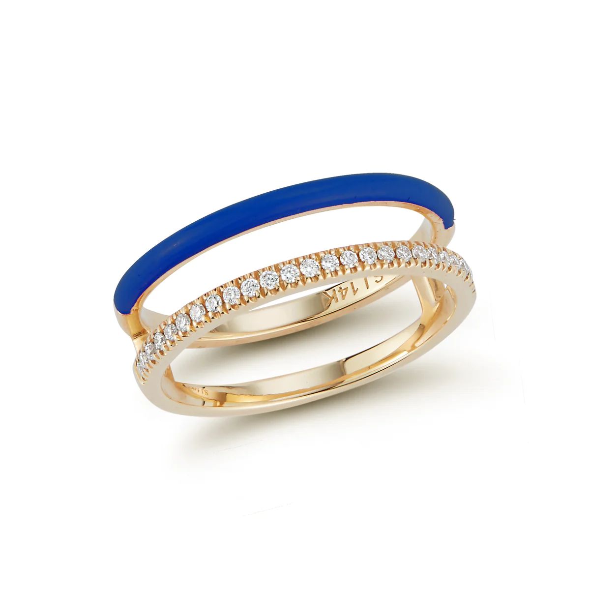 Enamel And Diamond Double Bar Ring