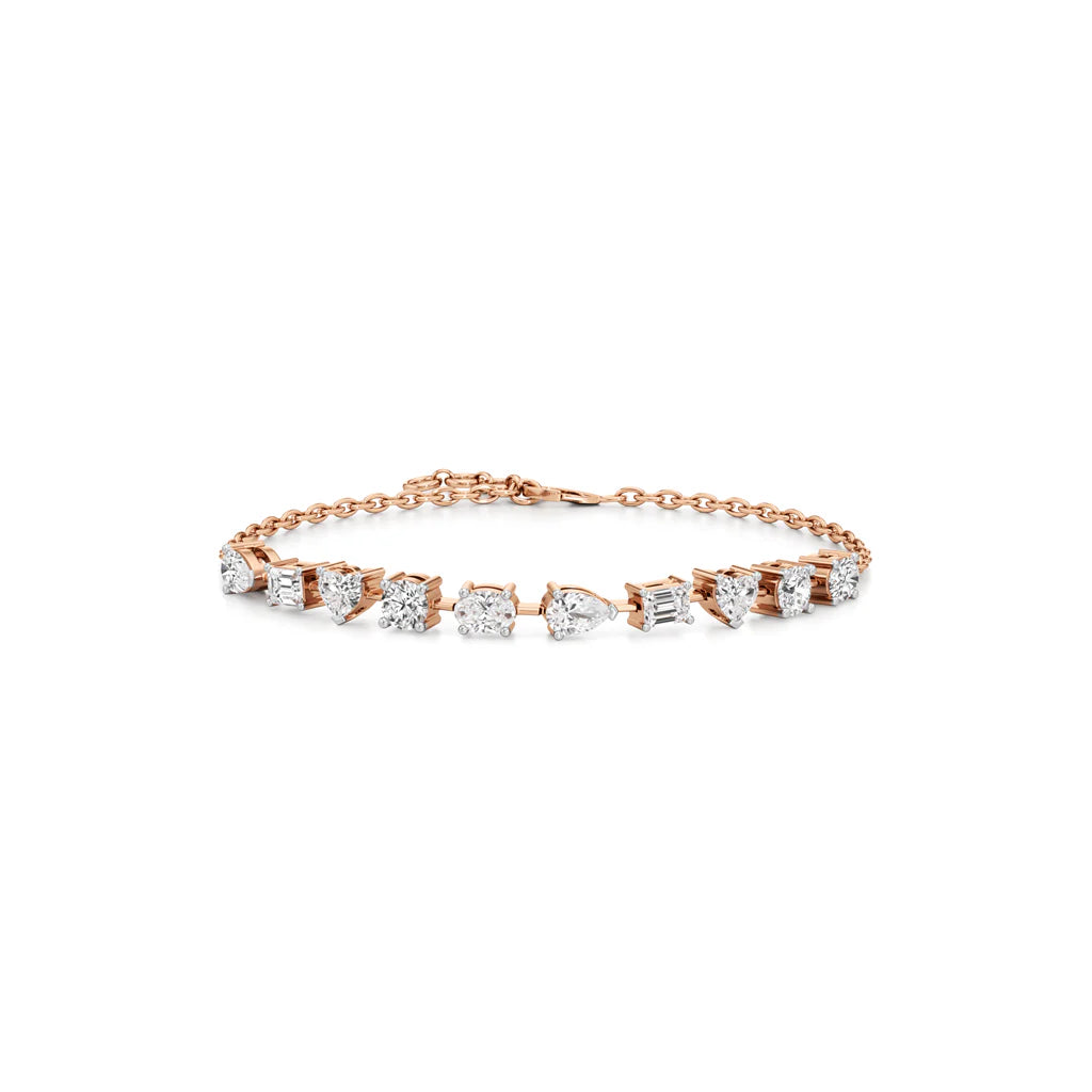 2.5Ct Round Shape Gold Chain Bracelet