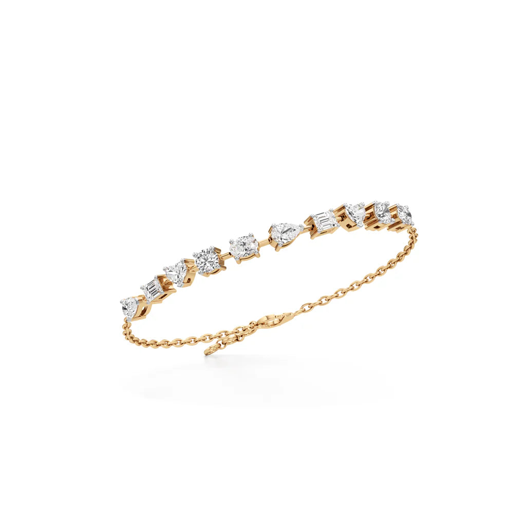 2.5Ct Round Shape Gold Chain Bracelet