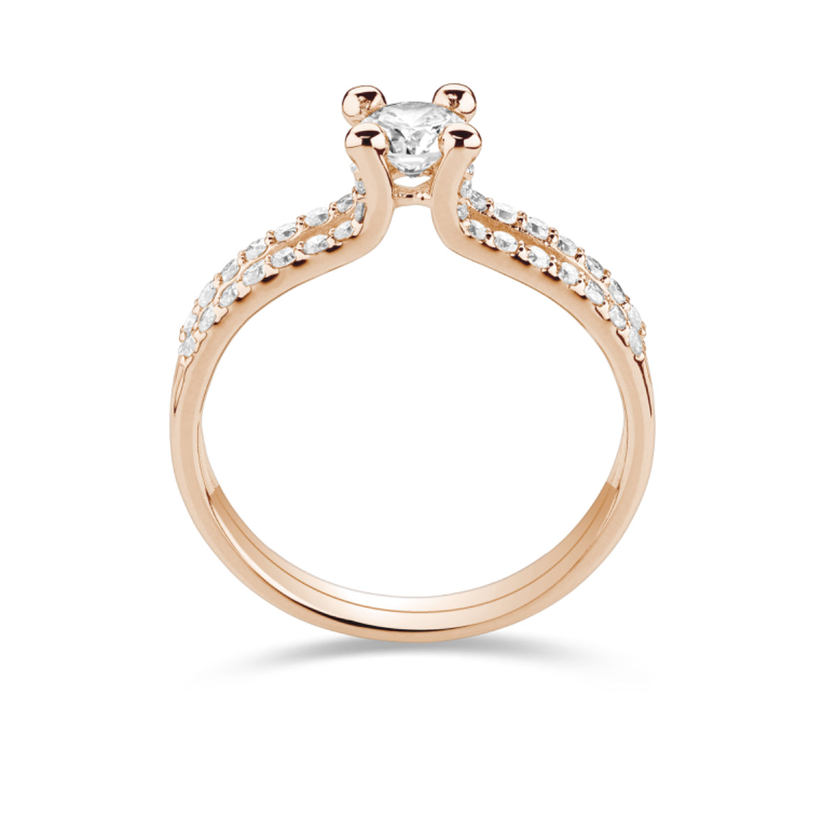 Solitaire diamanten ring met zijsplit