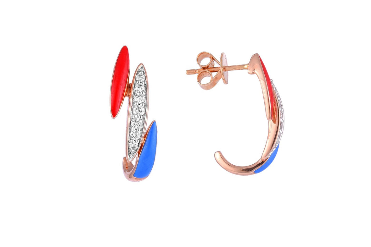 Radiant Enamel Diamond Earrings