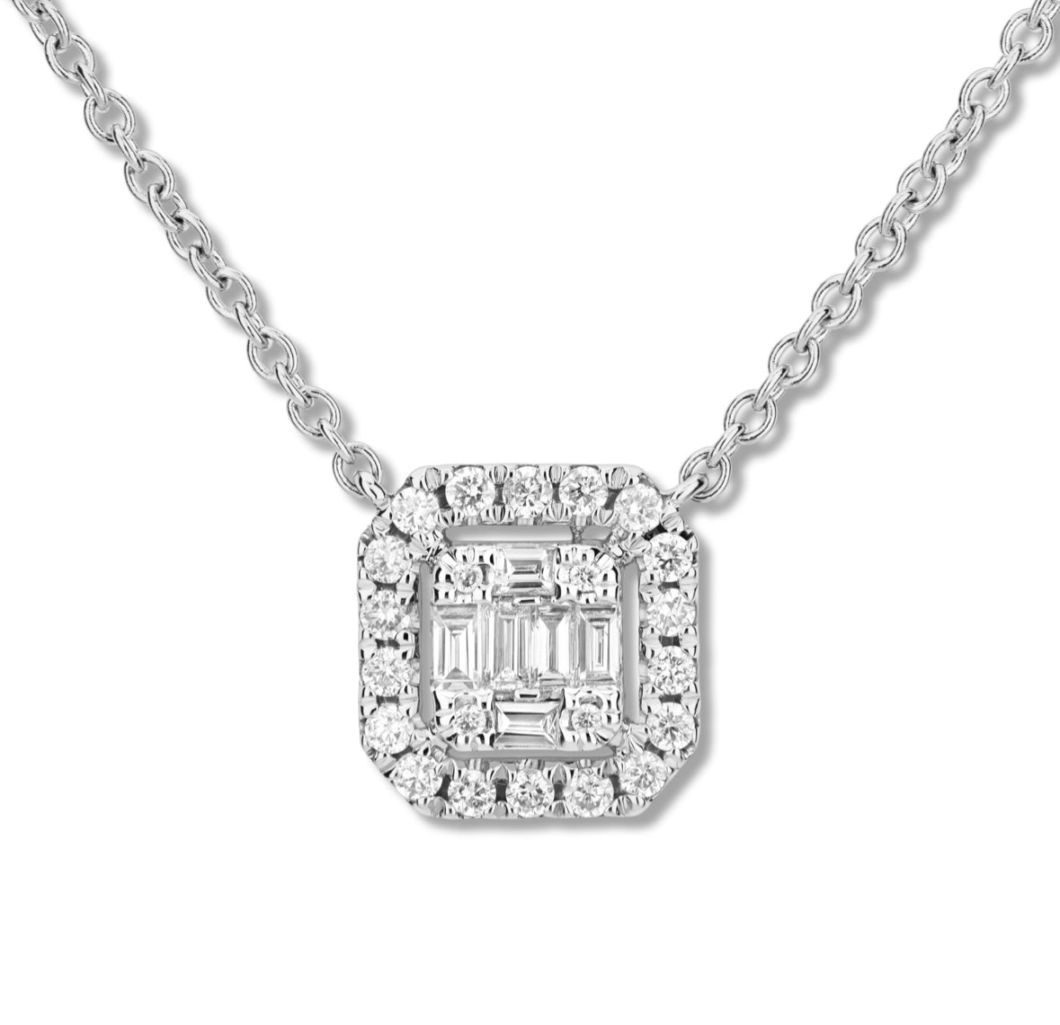 INVISIBLE SQUARE HALO PENDANT (MEDIUM)