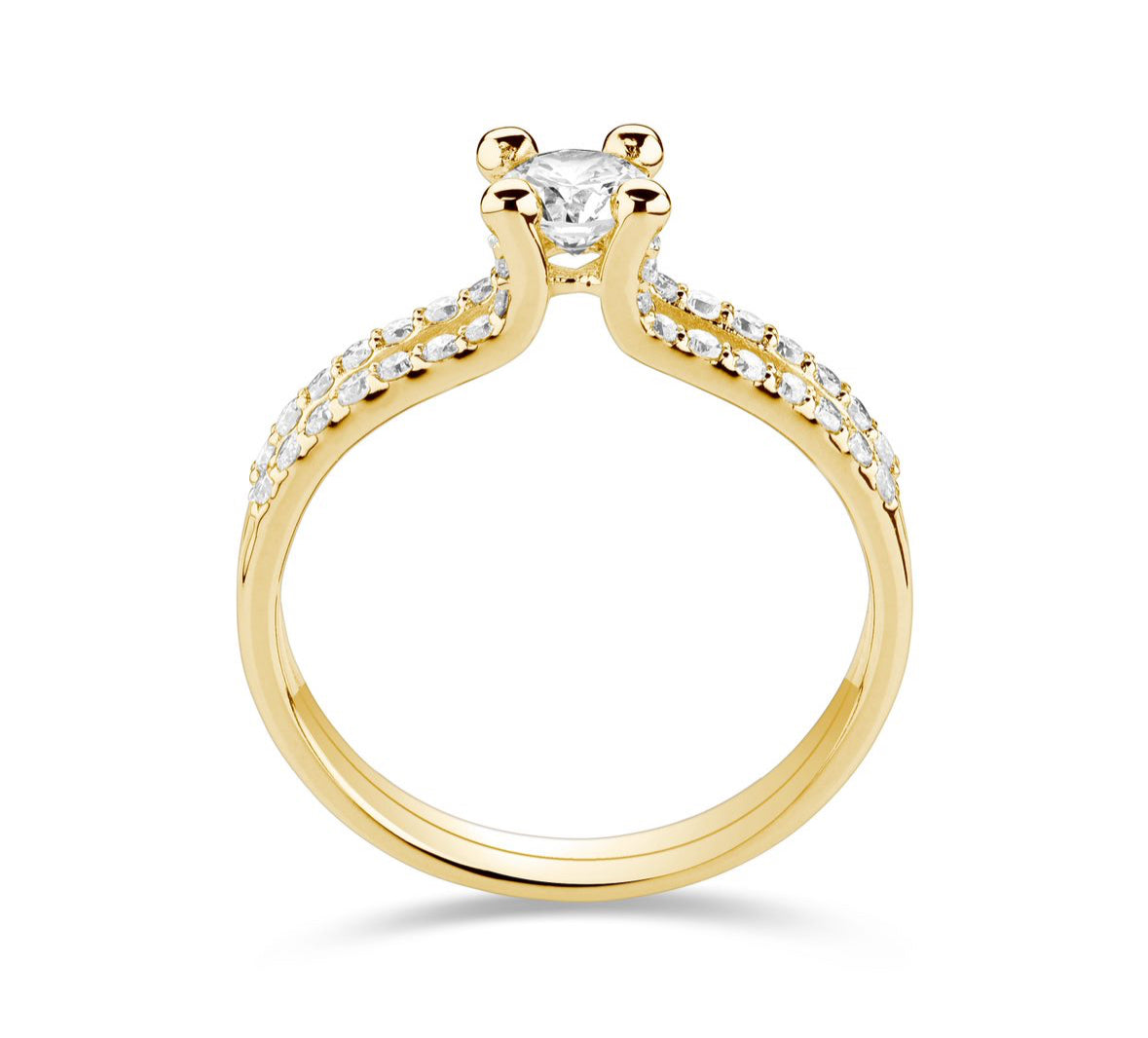 Solitaire diamond ring with side split