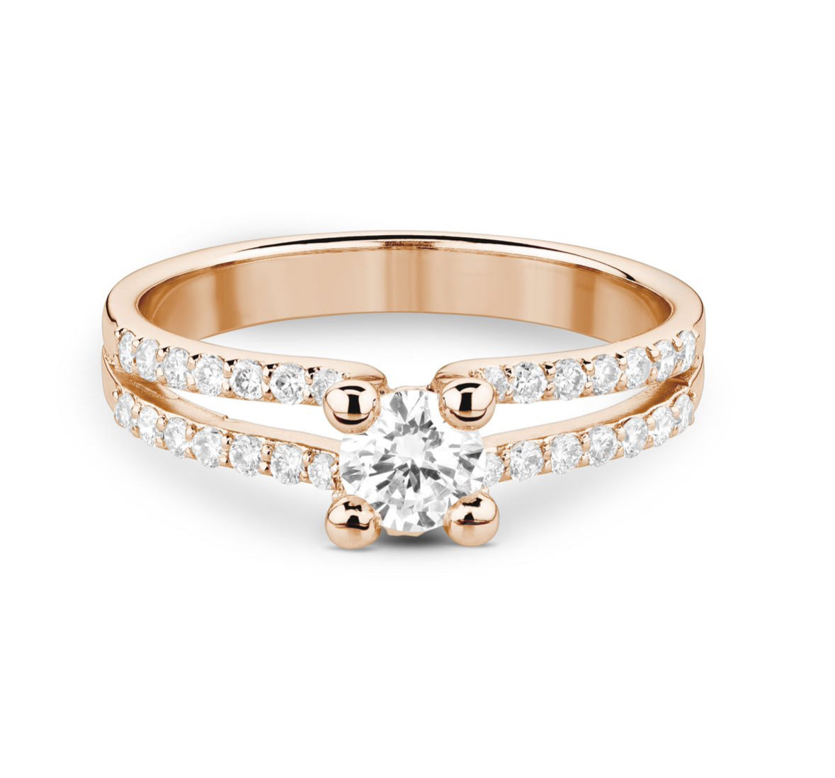 Solitaire diamanten ring met zijsplit