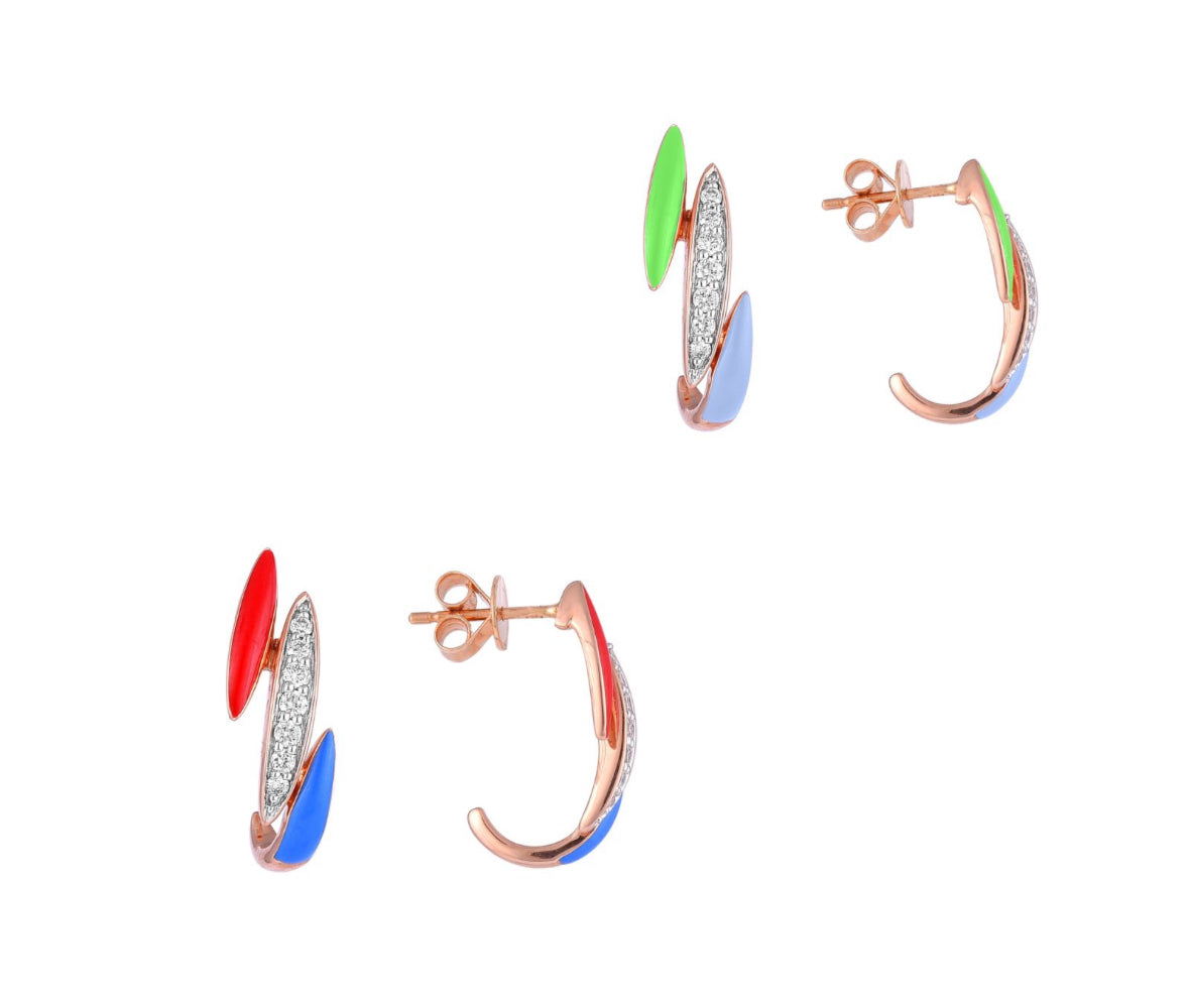 Radiant Enamel Diamond Earrings