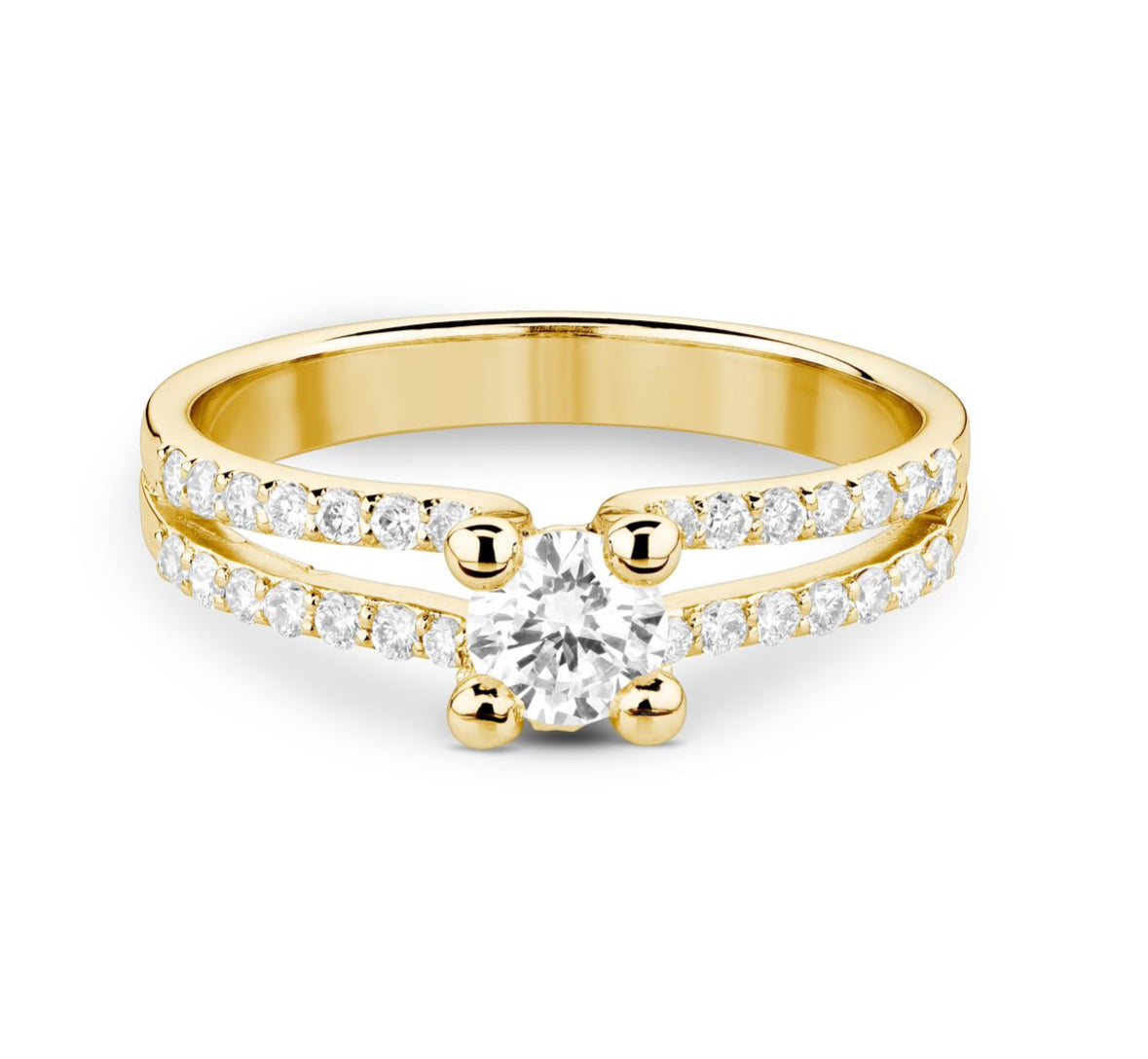 Solitaire diamanten ring met zijsplit