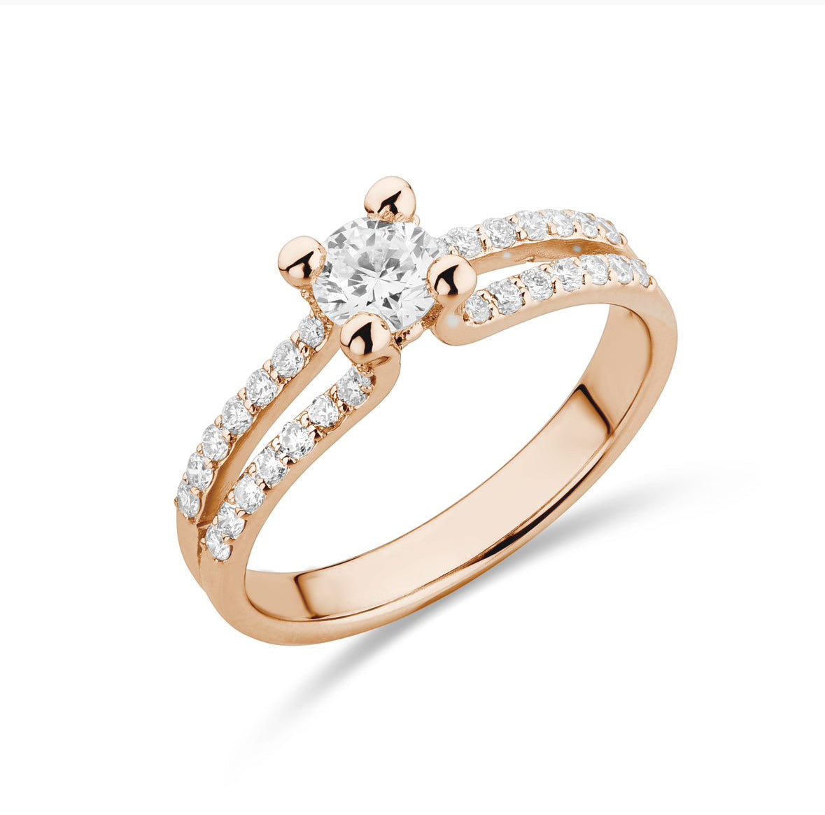 Solitaire diamanten ring met zijsplit