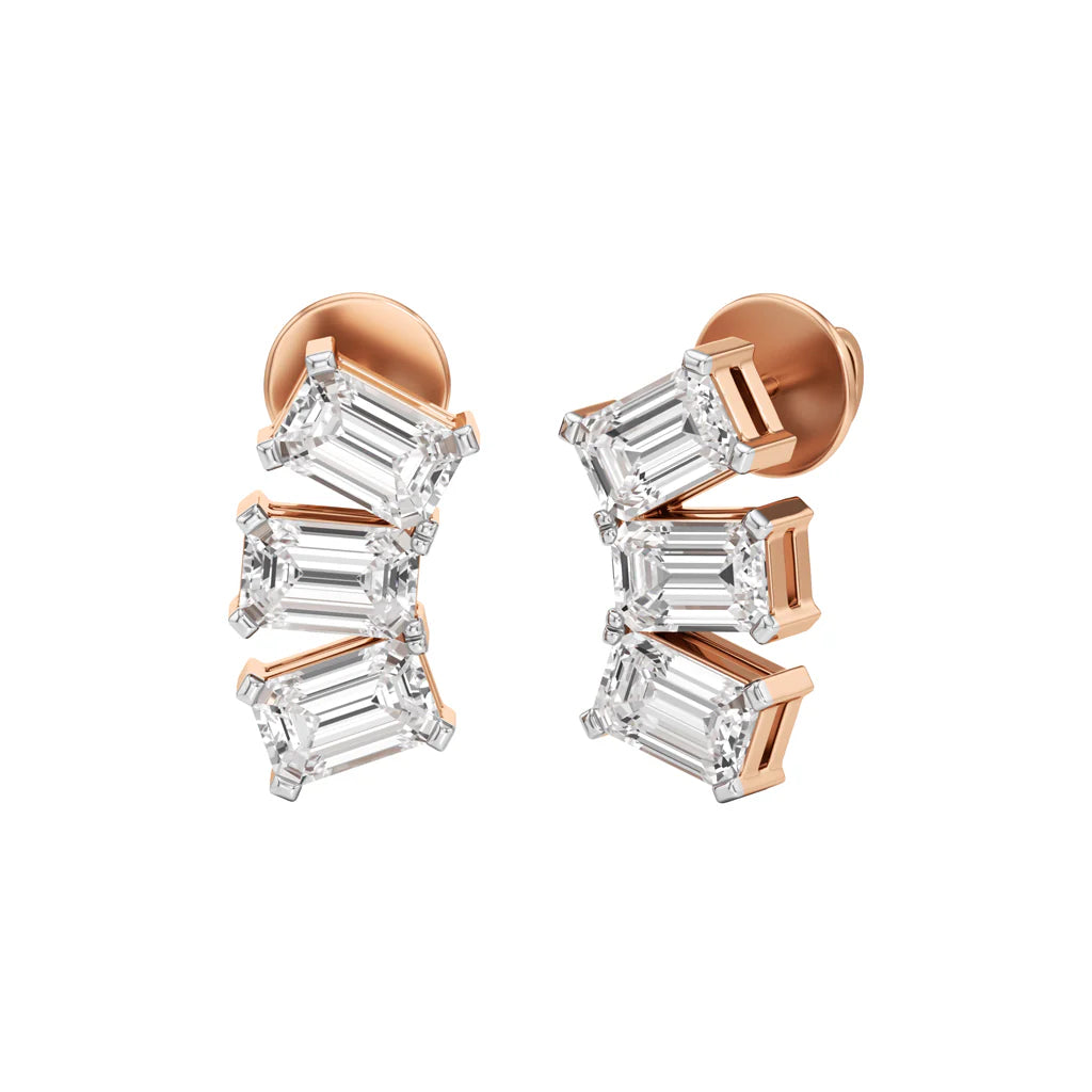 3Ct Emerald Shape Earrings