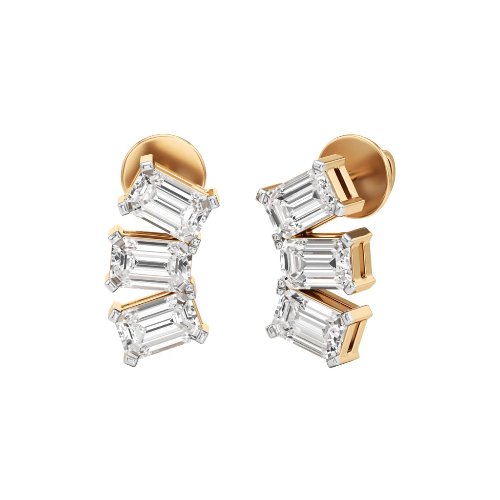 3Ct Emerald Shape Earrings