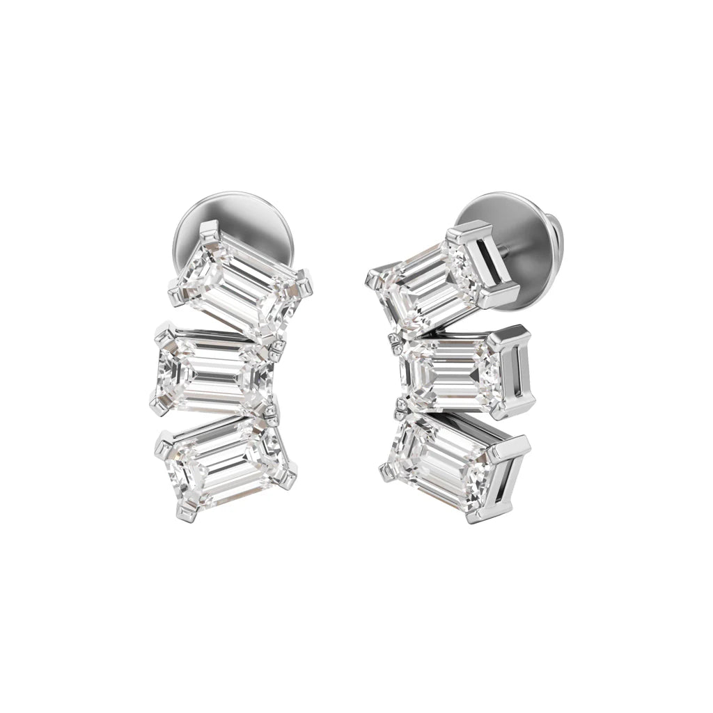 3Ct Emerald Shape Earrings