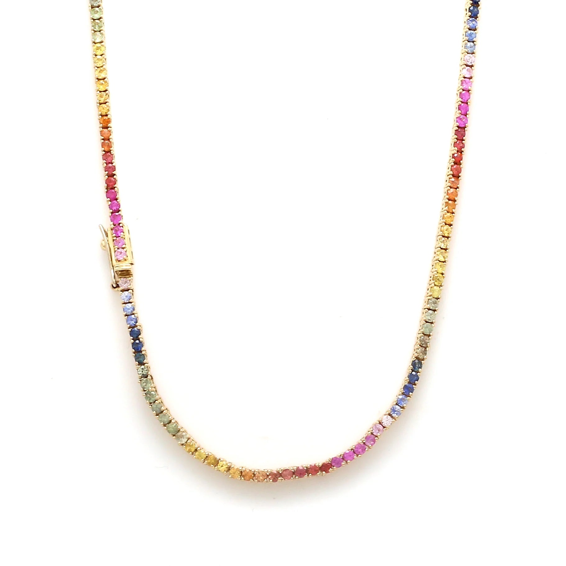 Rainbow Sapphire 2MM Tennis Necklace