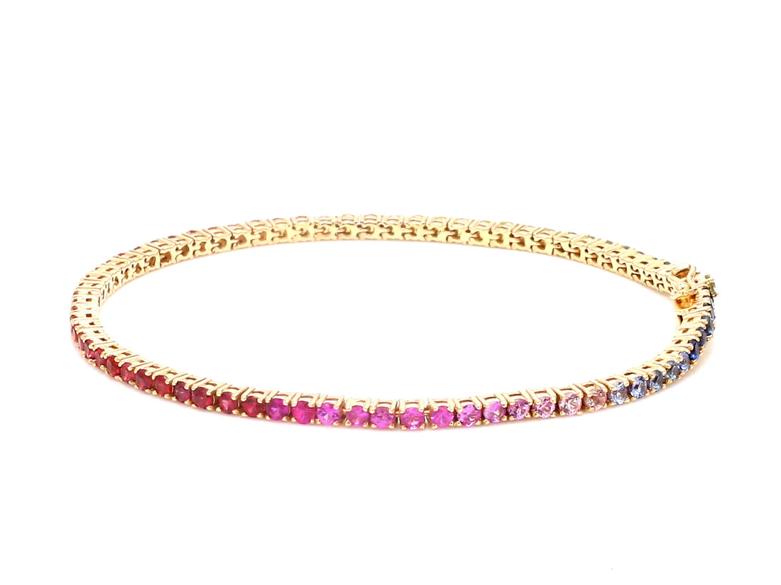 Rainbow Sapphire 2MM Bracelet (Single Rainbow)