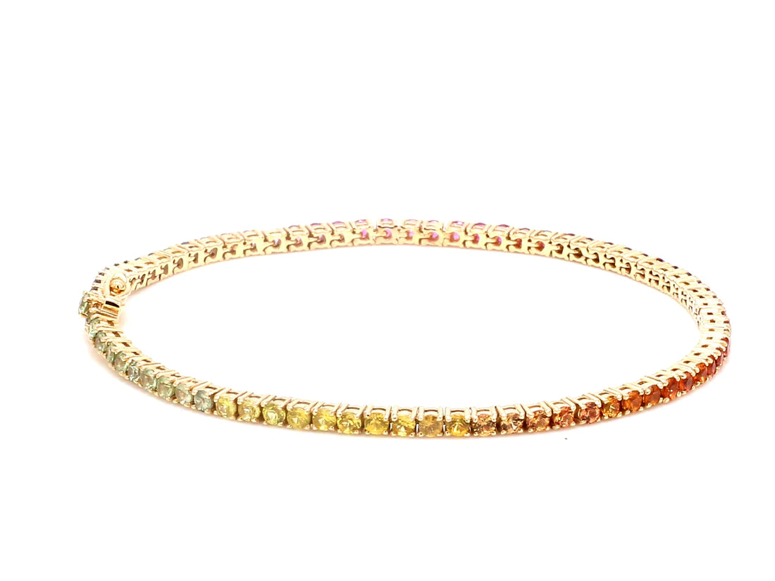 Rainbow Sapphire 2MM Bracelet (Single Rainbow)