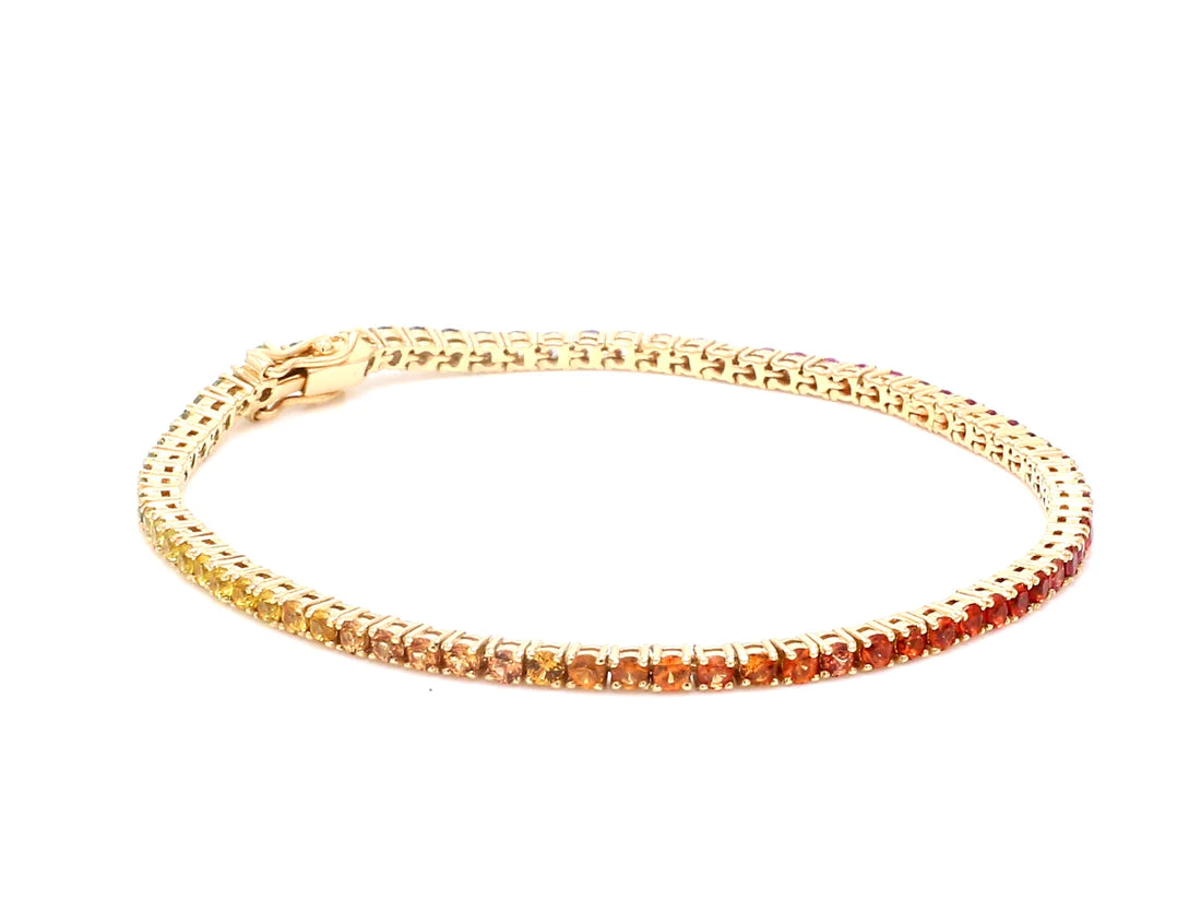 Rainbow Sapphire 2MM Bracelet (Single Rainbow)