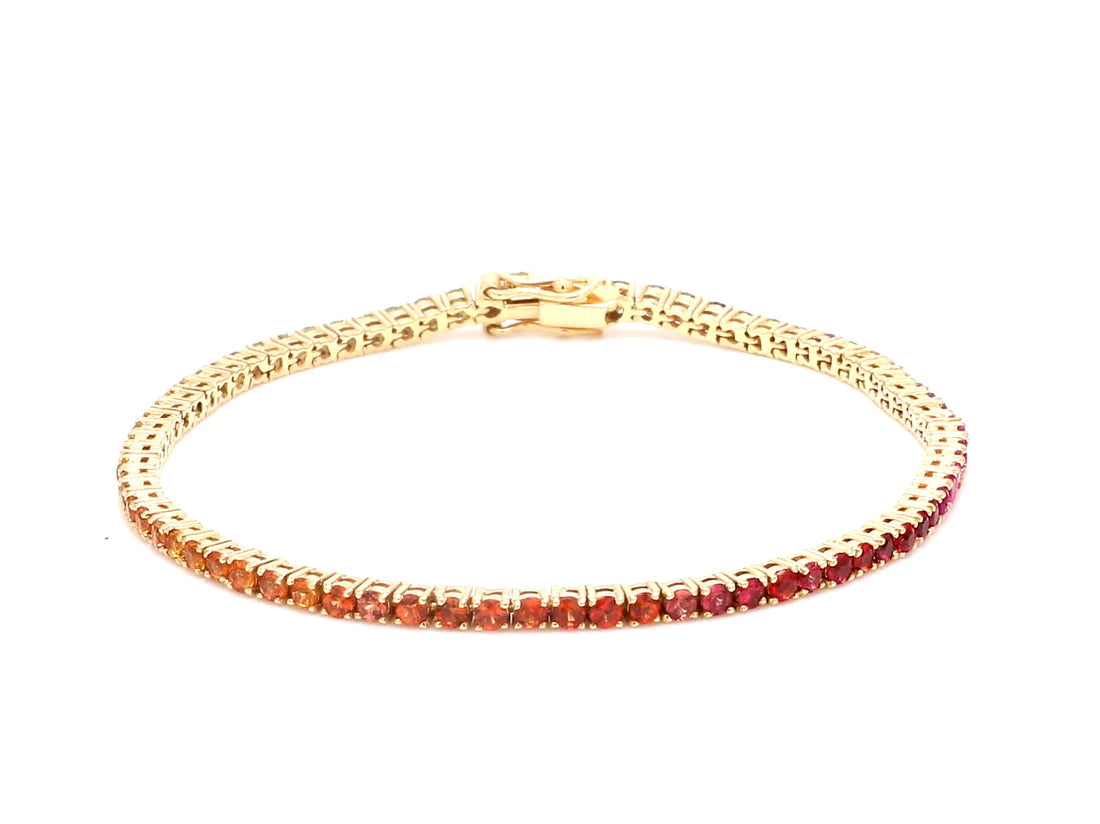 Rainbow Sapphire 2MM Bracelet (Single Rainbow)