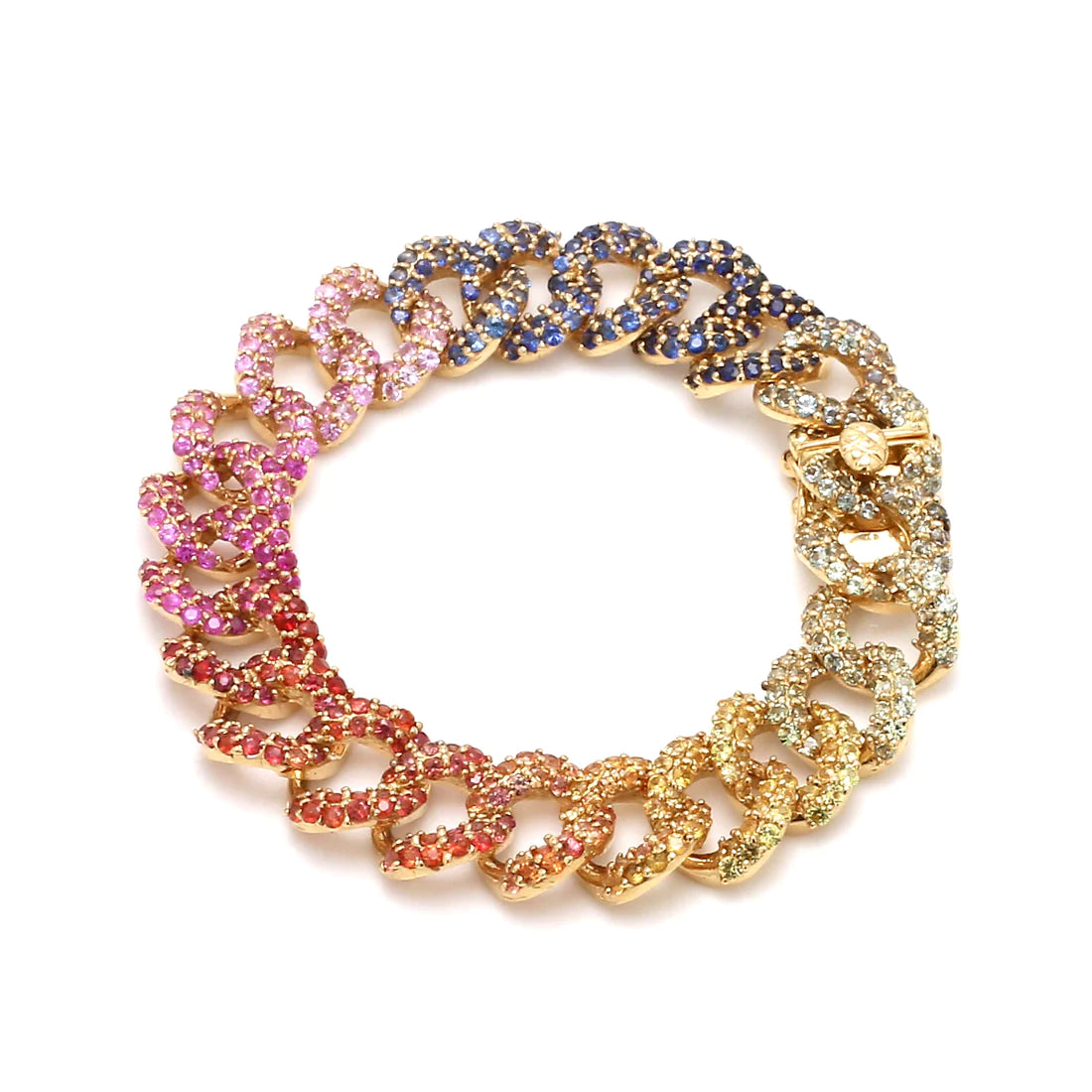 Rainbow Sapphire Cuban Chain Bracelet