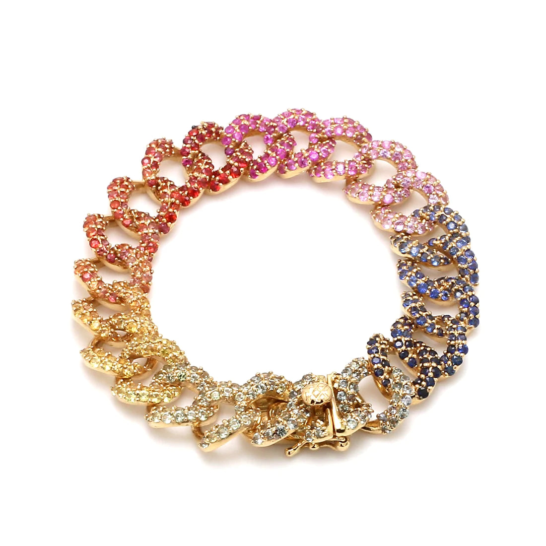 Rainbow Sapphire Cuban Chain Bracelet