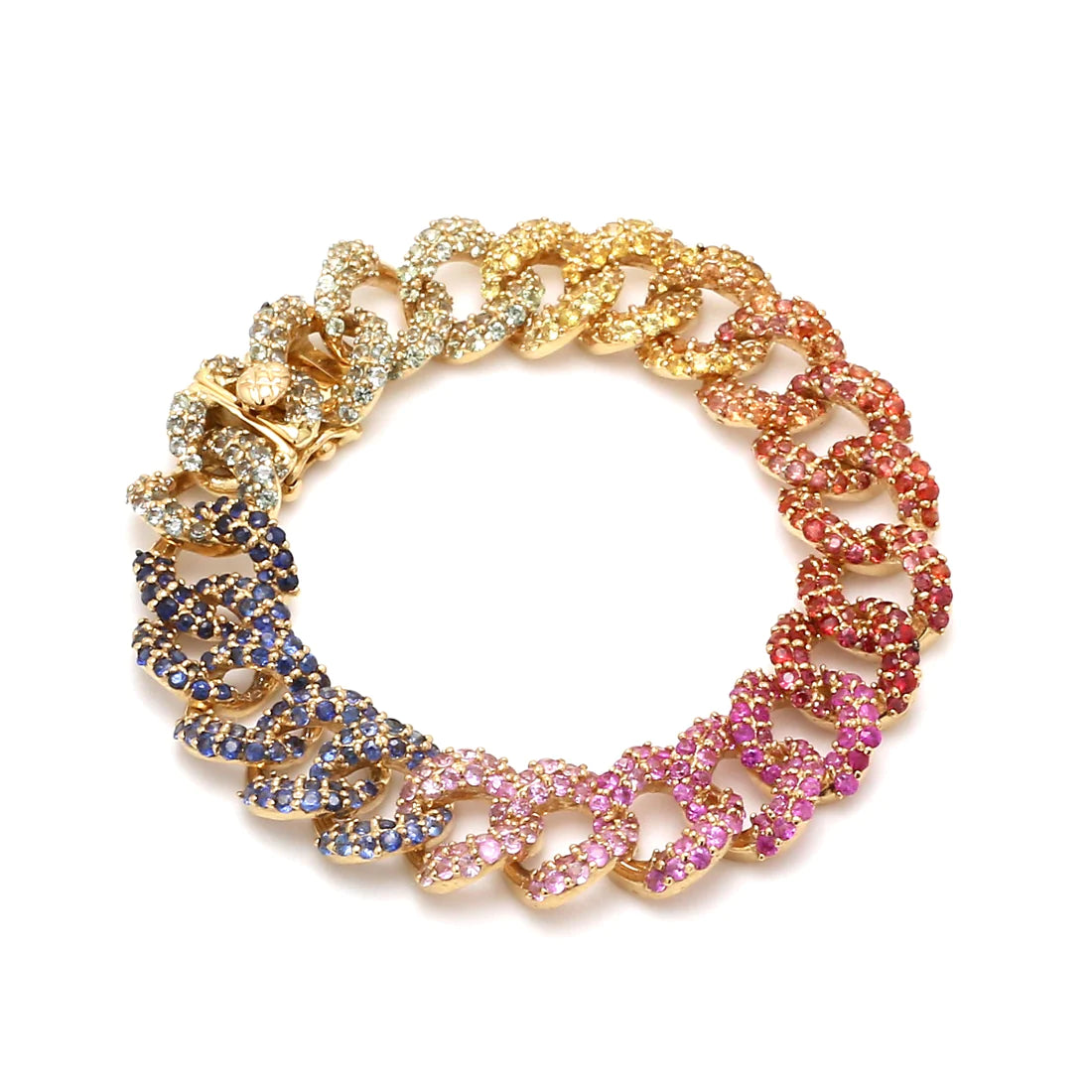 Rainbow Sapphire Cuban Chain Bracelet