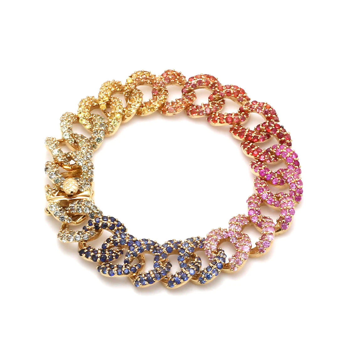 Rainbow Sapphire Cuban Chain Bracelet