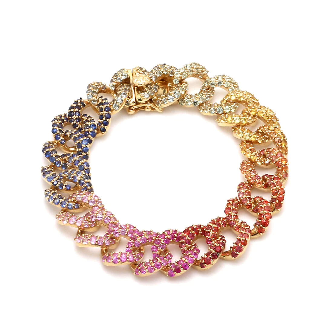 Rainbow Sapphire Cuban Chain Bracelet